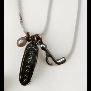 Dainty Charm Necklace: Harmony, Music Note & Pearl, chrome-plated antique finish